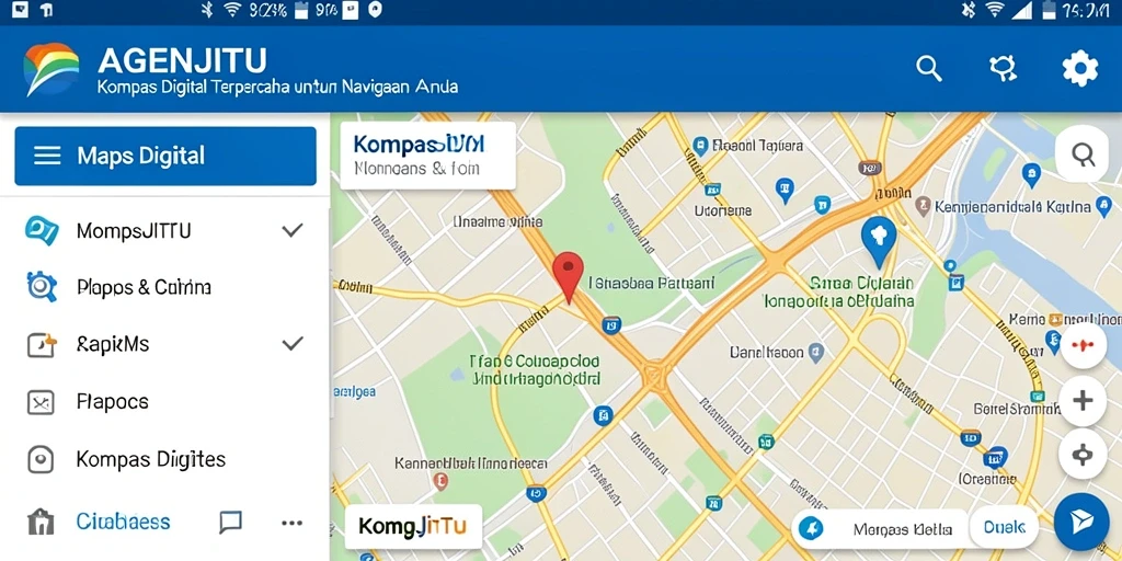 Antarmuka AGENJITU menampilkan kompas digital yang akurat dan mudah digunakan.