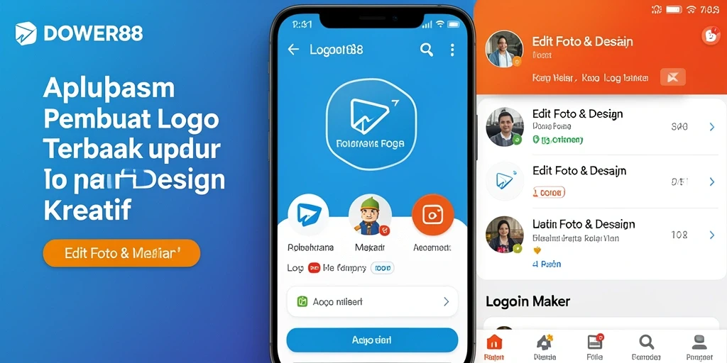 Antarmuka aplikasi DOWER88 untuk membuat logo yang intuitif dan menarik.