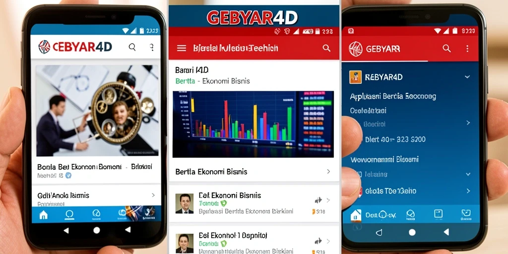 Antarmuka GEBYAR4D menampilkan berita ekonomi bisnis secara jelas.