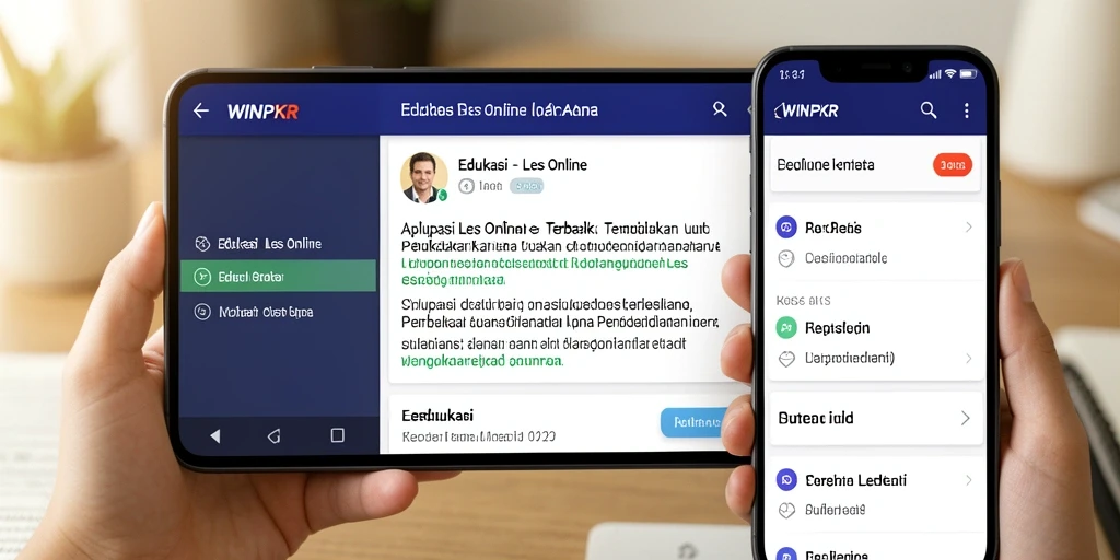 Tampilan antarmuka aplikasi WINPKR untuk Les Online yang interaktif.